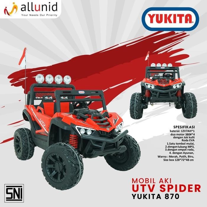 MAINAN ANAK MOBIL AKI YUKITA 870 SPIDER JOK KULIT BAN KARET Baterai Control - MERAH