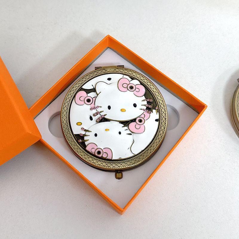 Sanrio Hello kitty Decorative mirror folding mirror makeup mirror Circular square portable folding m