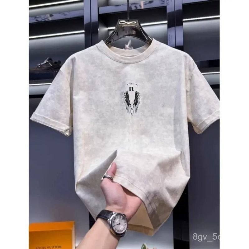 Tren Fashion Pria Tie-Dye Vintage Lengan Pendek T Baju Kaos