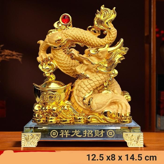 Pajangan GIOK Naga Batu Giok Premium Kado Imlek Patung Hoki Fengshui - KK981 NAGA KACA