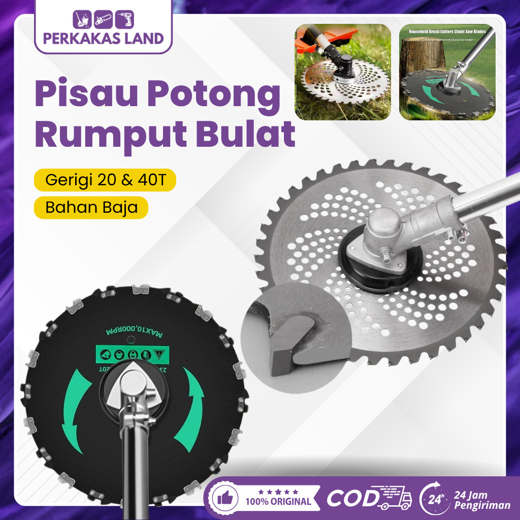 PERKAKASLAND Mesin Potong Rumput Bulat Gerigi 20T & 40TSaw Disc Mata Pisau Mesin Potong Rumput Bulat