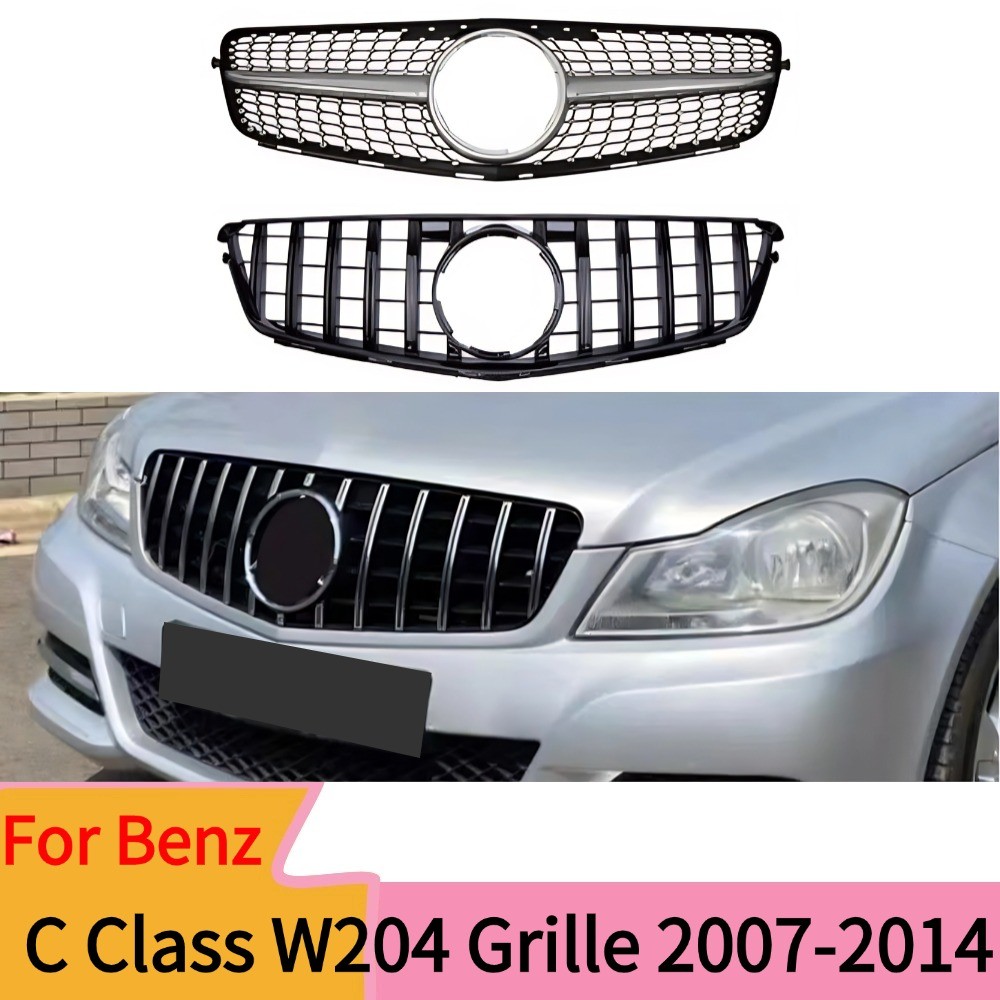 For Mercedes Benz C W204  2007-2014 Front Inlet Raator Grille Grill Upgrade Grid Mesh Refit Tuning