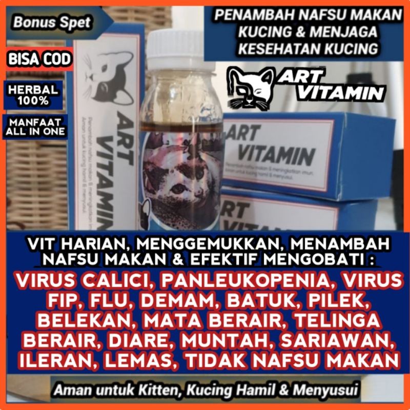 Art Vitamin / Obat Kucing Virus Flu Bersin Demam Tidak Nafsu Makan Virus Calici Panleukopenia FIP Di