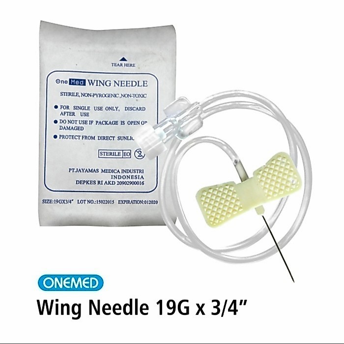 Wing Needle 19G Jarum Infus Infusion Set Kupu 19 G Sterile Onemed