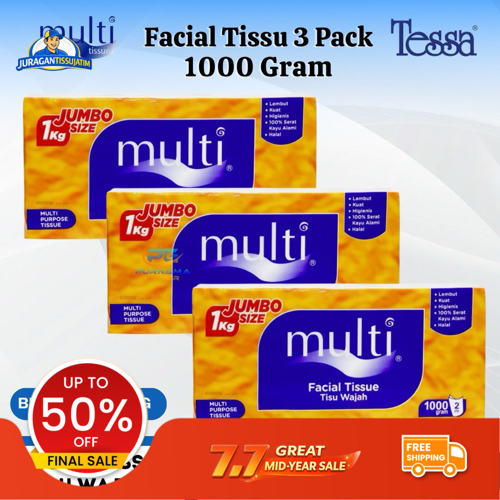 3 Box Tisu MULTI 1000 Gram Tissu Wajah JUMBO