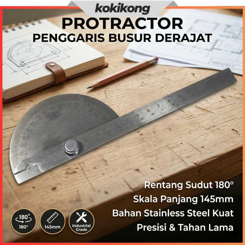 Penggaris Busur Derajat Measuring 145mm 180Degree - PR180