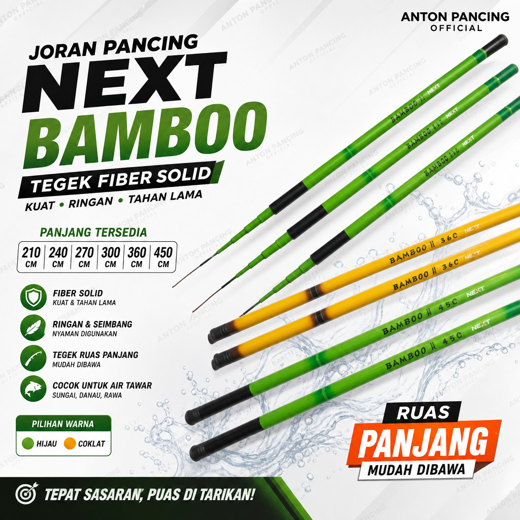 Joran Pancing Tegek Next Bamboo 210 - 450cm Ruas Panjang