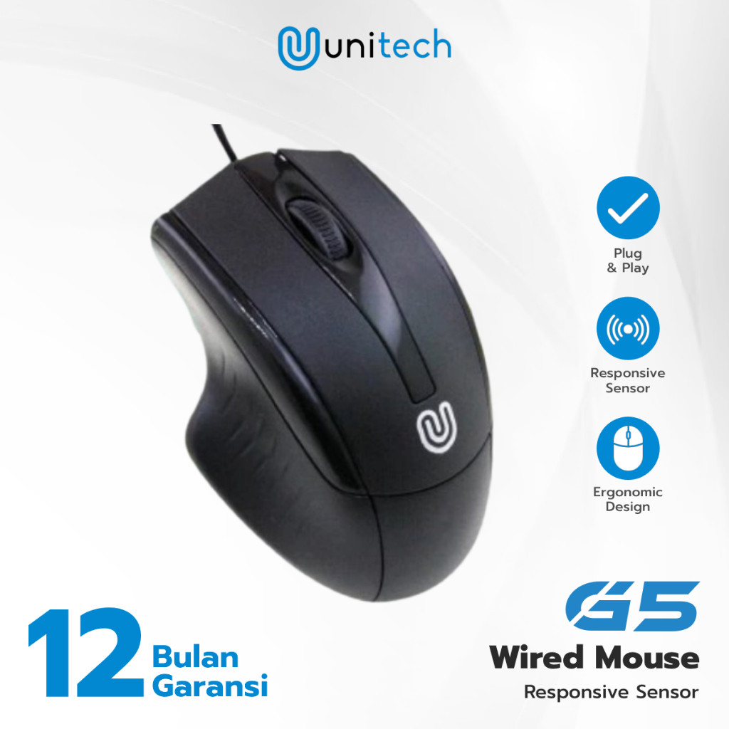 Optical Mouse Kabel USB G5 Unitech Wired USB 1000DPI