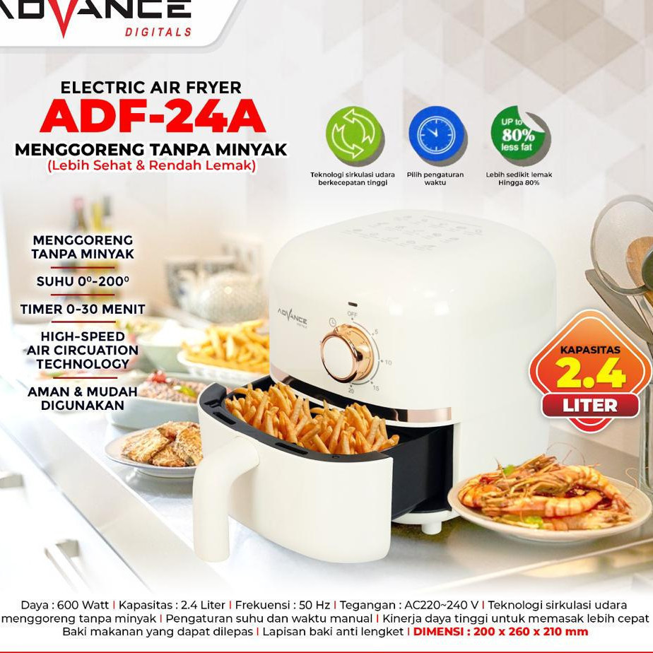 ADVANCE AIRFRYER ADF24 / ELECTRIC AIRFRYER MENGGORENG TANPA MINYAK / ADVANCE AIRFRYER ADF20A - 2L