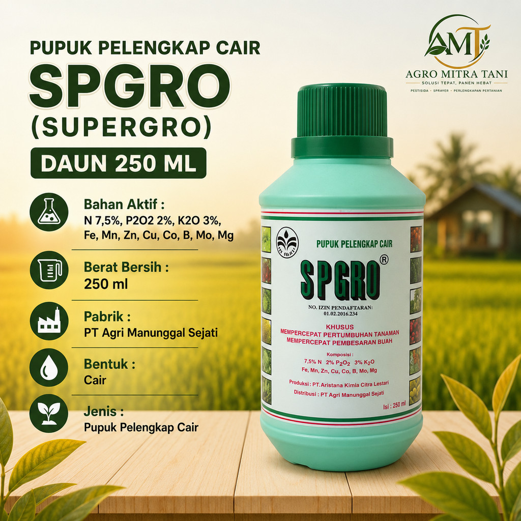 PUPUK PELENGKAP CAIR SPGRO (SUPERGRO) DAUN 250 ML
