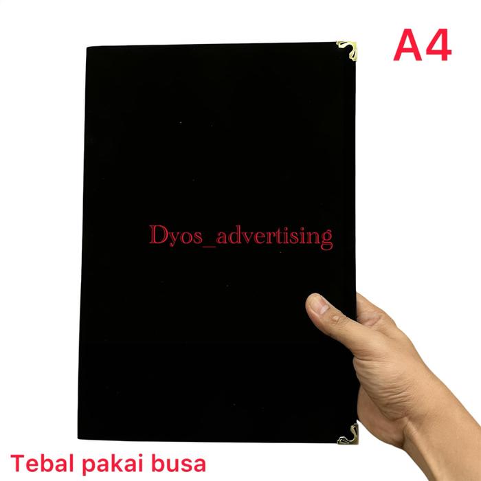 map beludru A4 Map kantor map sekolah stok ready Biru Kuning Merah Hitam Hijau - Hitam, A4