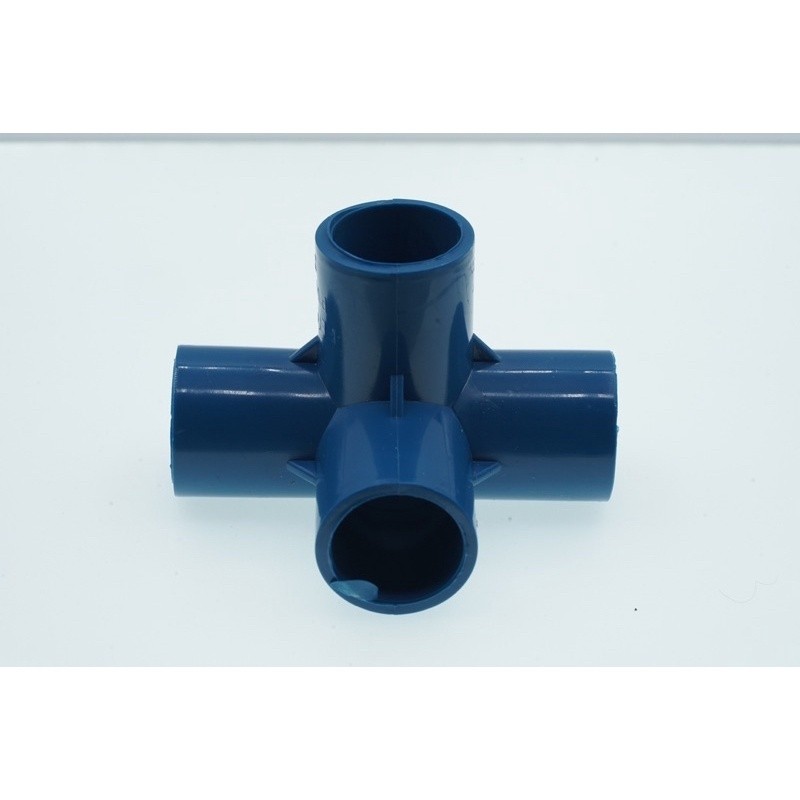 Fitting Biru 4 Way Arah T Tee 90 Degree Inner Diameter 20mm for Pipa PVC 1/2 Inch Hidroponik Konekto