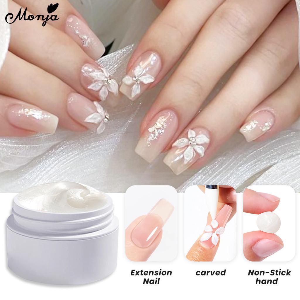 Monja 5ml 3D Gel Lukis Patung Seni Kuku Putih Benang Mutiara Cangkang Gel Ukir Sutra Gel Pemodelan P