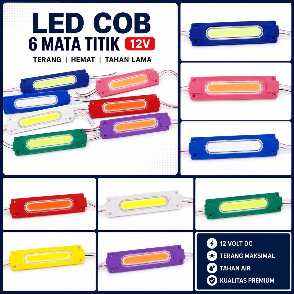 Lampu LED COB 6 Mata Titik 12 Volt  / LED Module COB 6 Mata 12V
