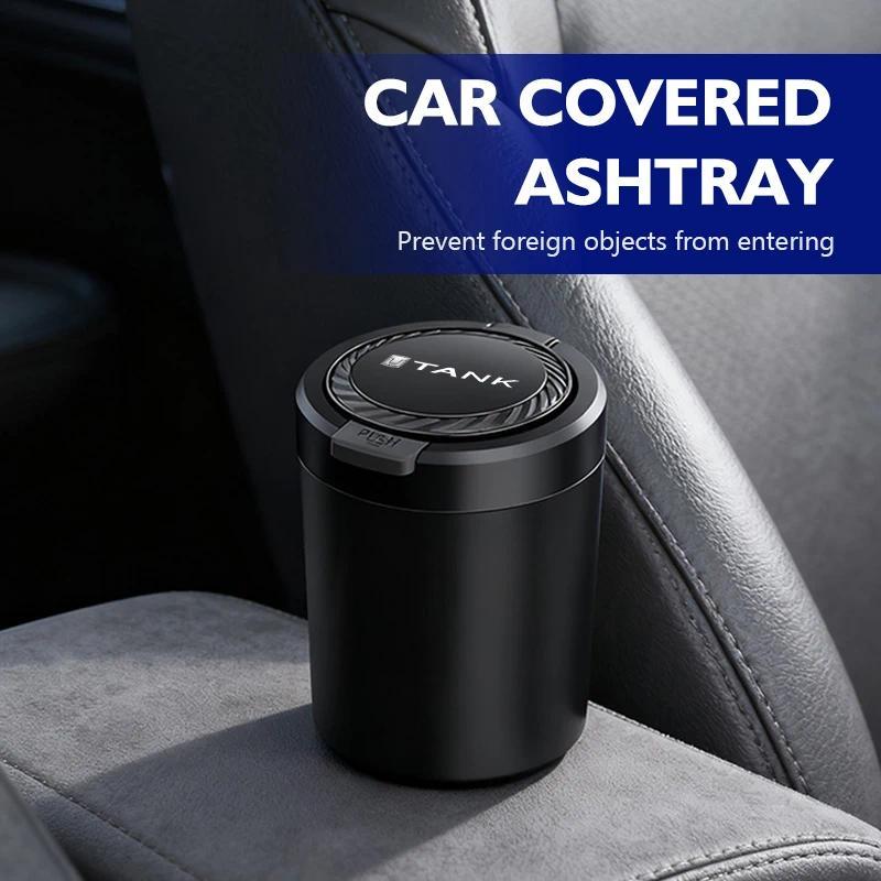 For TANK Car Logo Ashtray Creative Storage With Lid LED Light Alloy Ashtray Accessories GWM 300 City