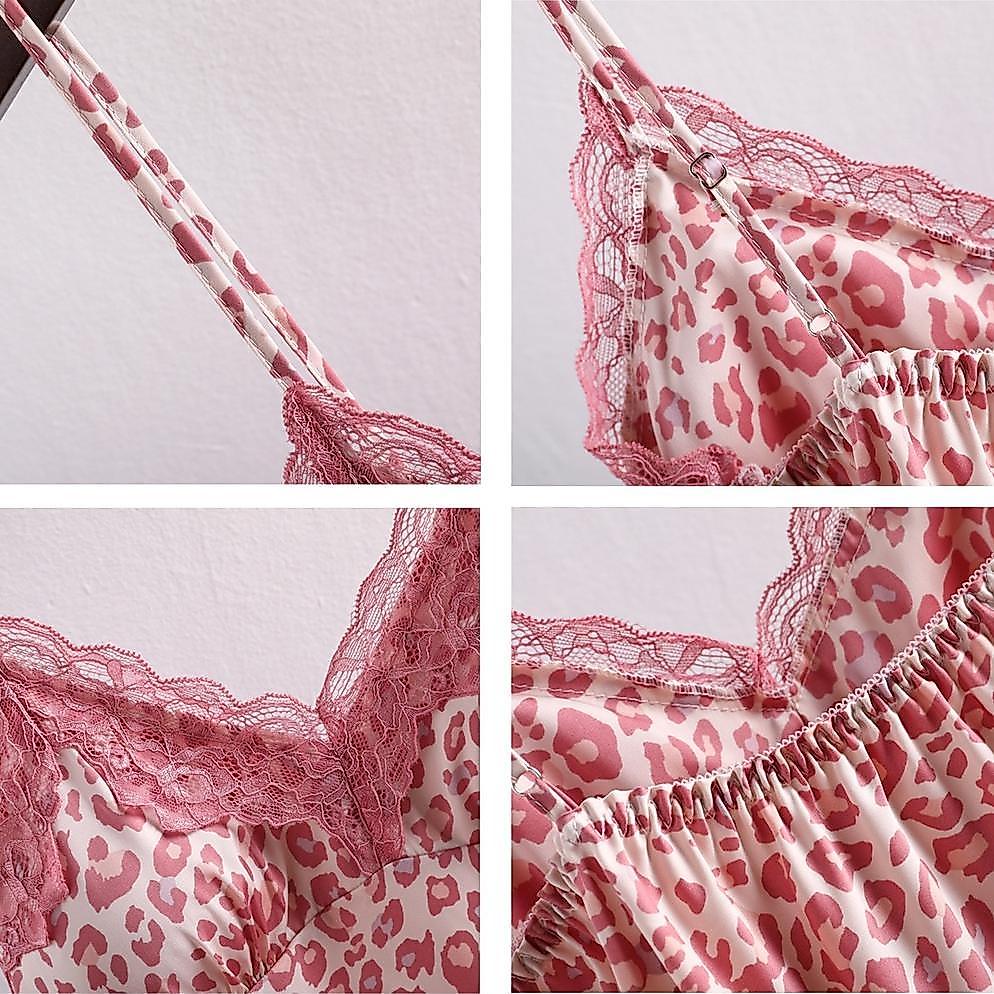 NEW DEALS UNINICE [COD] Baju Tidur Seksi Baju Tidur Tali Satu Macan Tutul Merah Muda Dengan Bantalan