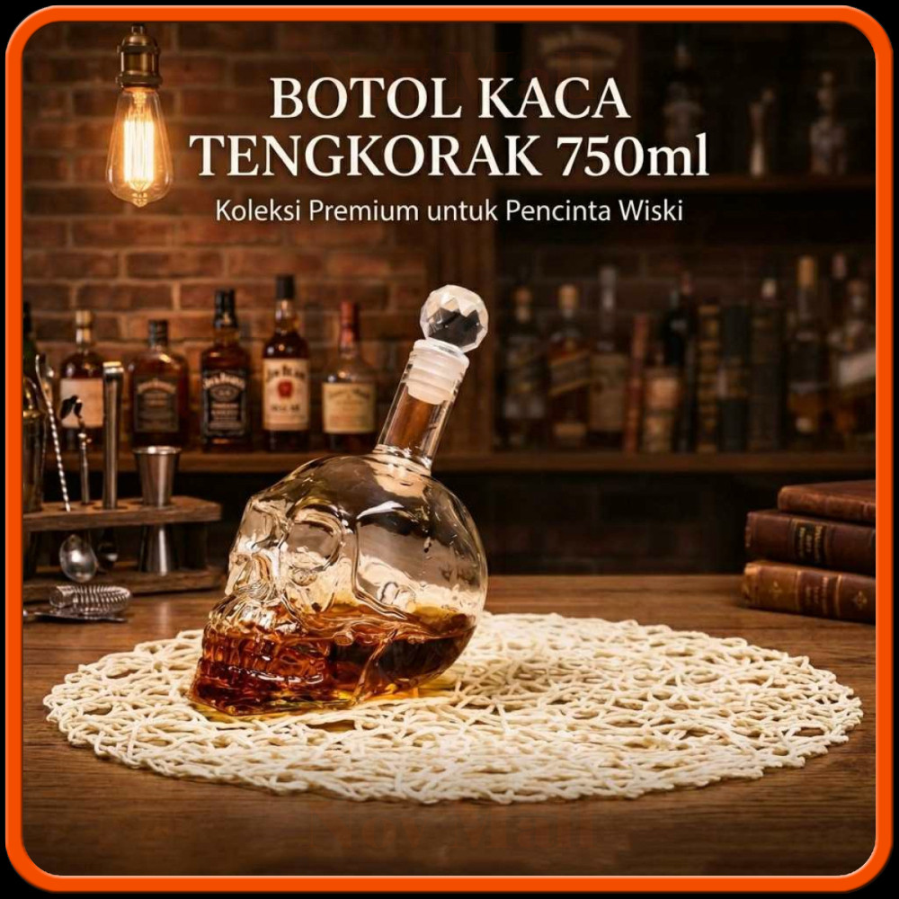 Botol Kaca Tengkorak Crystal Skull Vodka Bottle 750ml ZK401