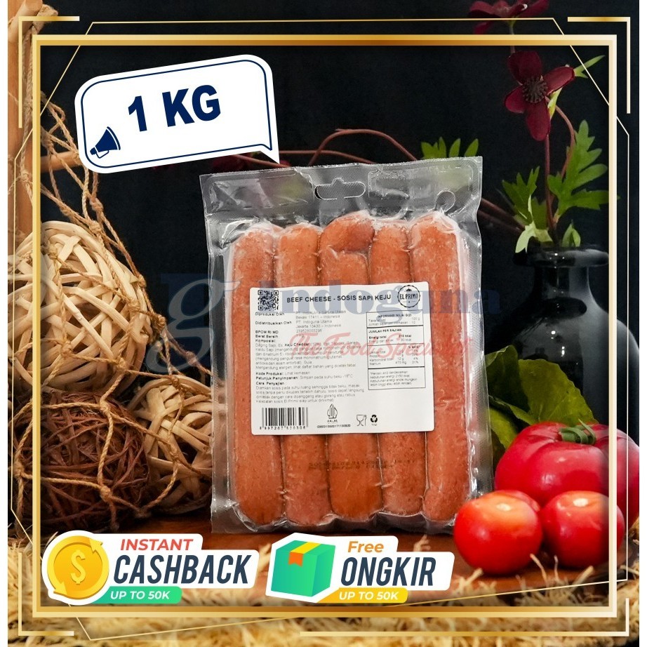 

Elprimo Sosis Sapi Daging Keju / Elprimo Beef Cheese Sausage 1Kg
