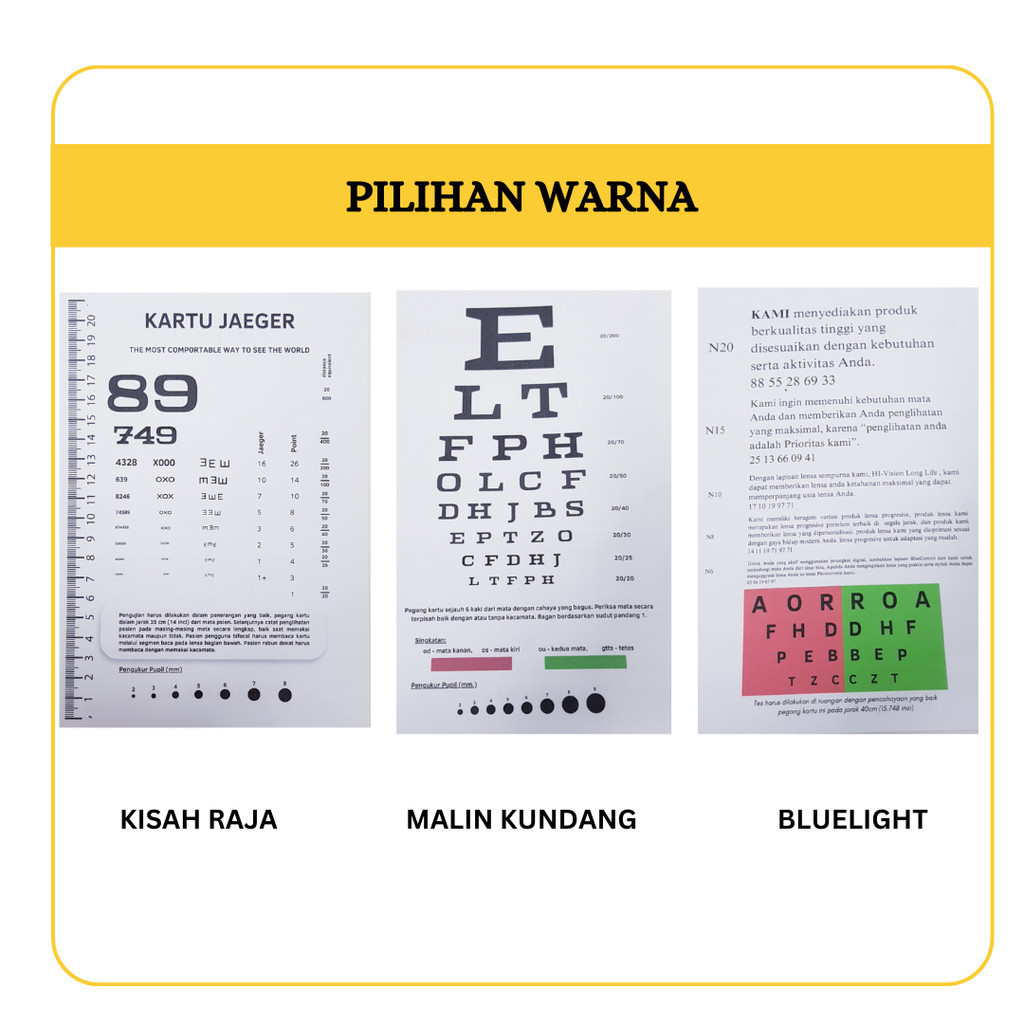 Kartu Jaeger, Reading Card, Jaeger Card (SUDAH DI LAMINATING 2 SISI) [KJRC]