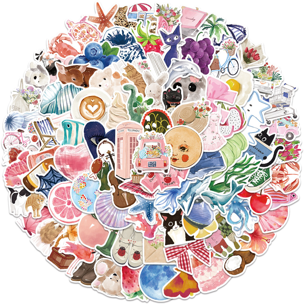 

50/100pcs Fresh Vsco Girl Stickers Aesthetic Cute Cartoon Vinyl Decals For Luggage Guitar Laptop Phone Waterproof Graffiti