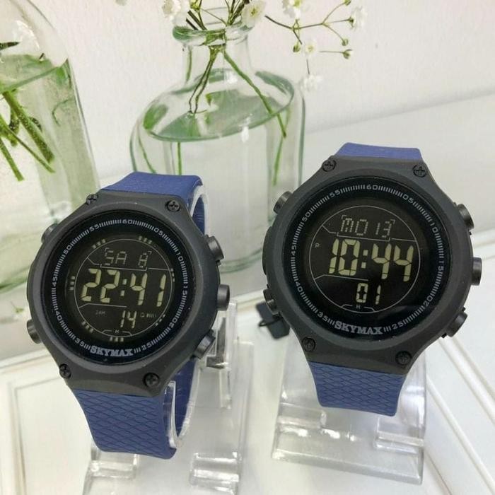 JAM TANGAN SKYMAX 1810 ORIGINAL RUBBER ANTI AIR FREE GELANG Watches - HITAM, COWOK Terlaris