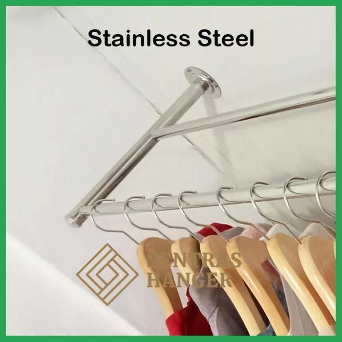 

Gantungan Baju Klasik Stainless Steel 125cm, 2baris Anti Karat - -, -