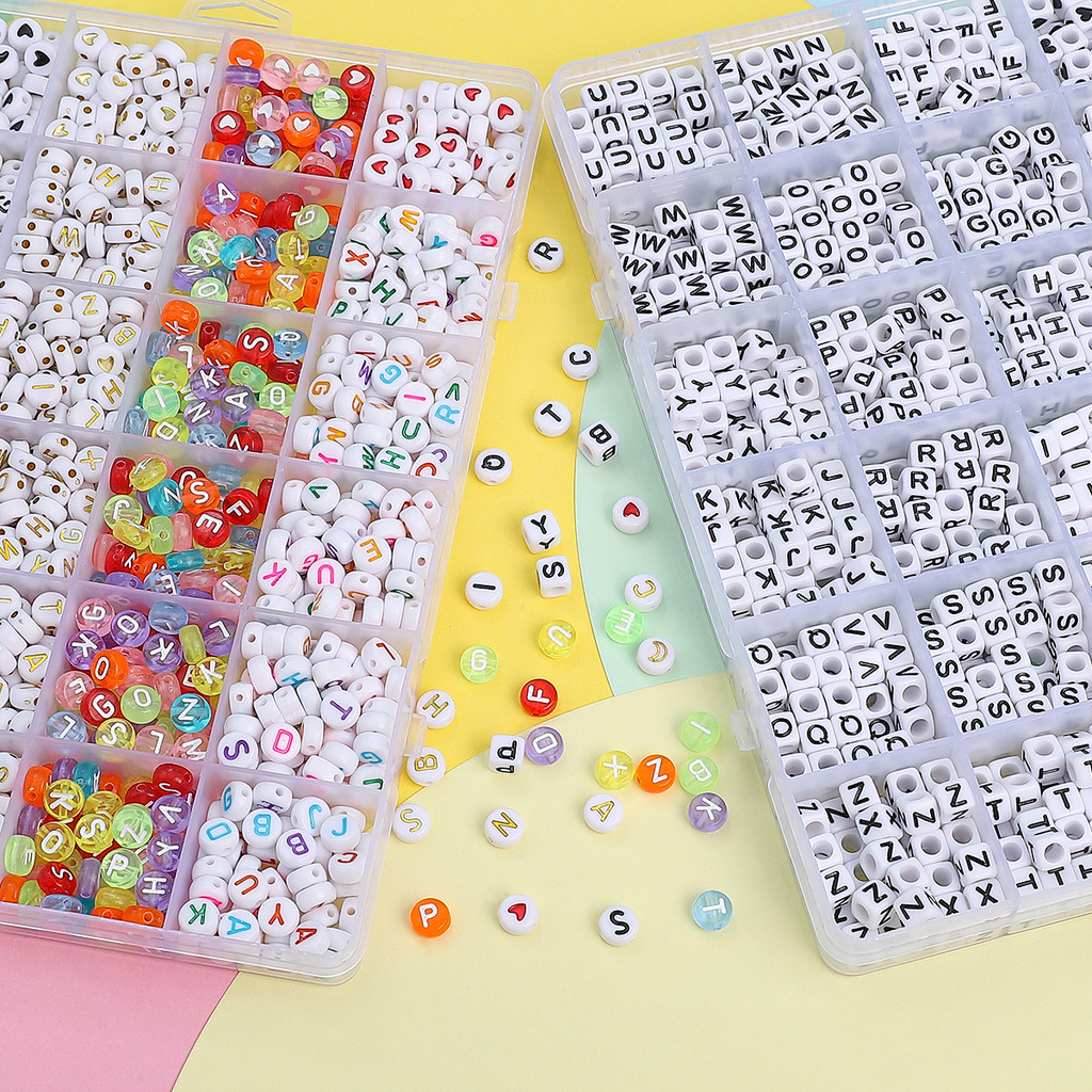 

6x6/4x7mm Acrylic Alphabet Letters Numbers Heart Shape Beads Set - DIY Jewelry Making Kit for Bracelets Necklaces Craft Supplies