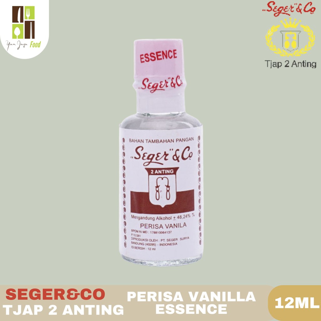 

Seger&Co Vanila Essence Cair 12 ml / Tjap 2 Anting / Perisa Sintetik Vanila / Perisa Vanila Cair / Bahan Tambahan Pangan