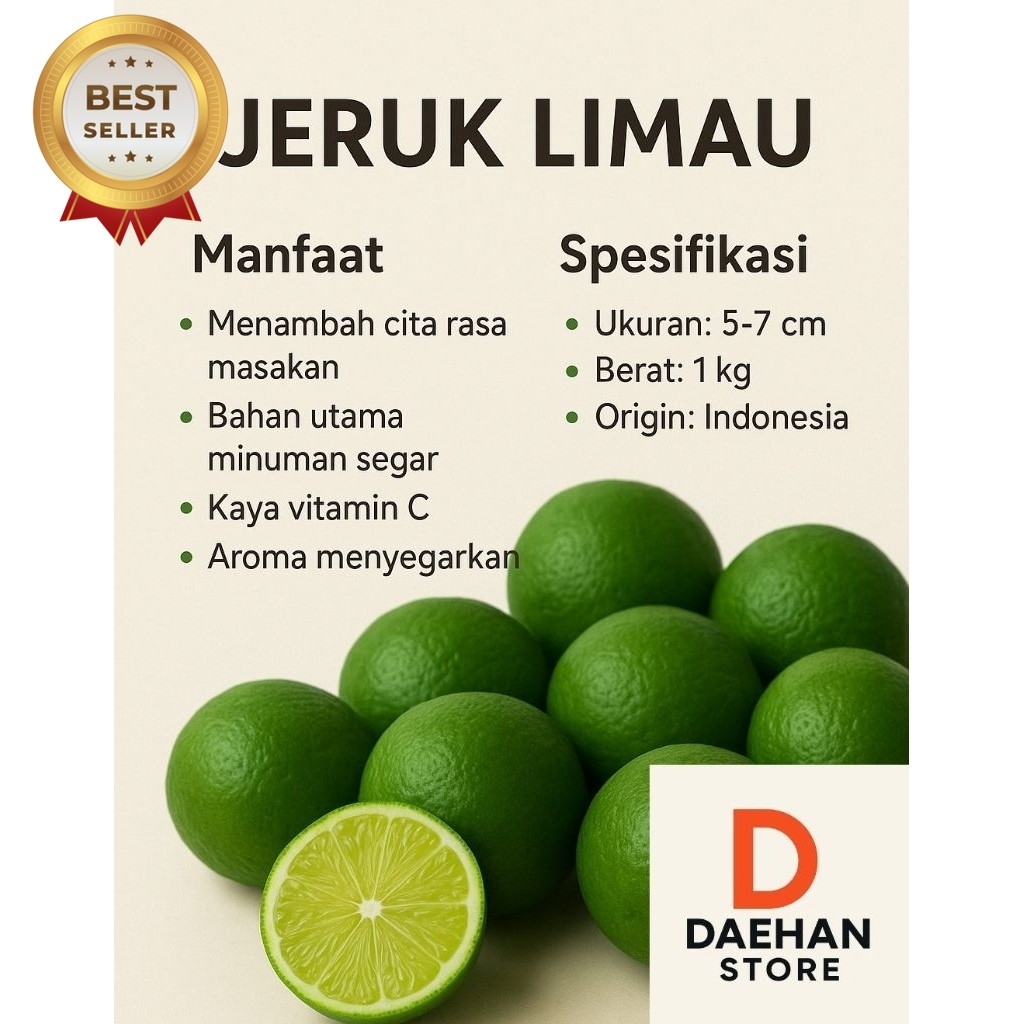 

Jeruk Limau Segar Kualitas Premium — Aroma Harum, Rasa Asam Segar, Cocok untuk Masakan & Minuman