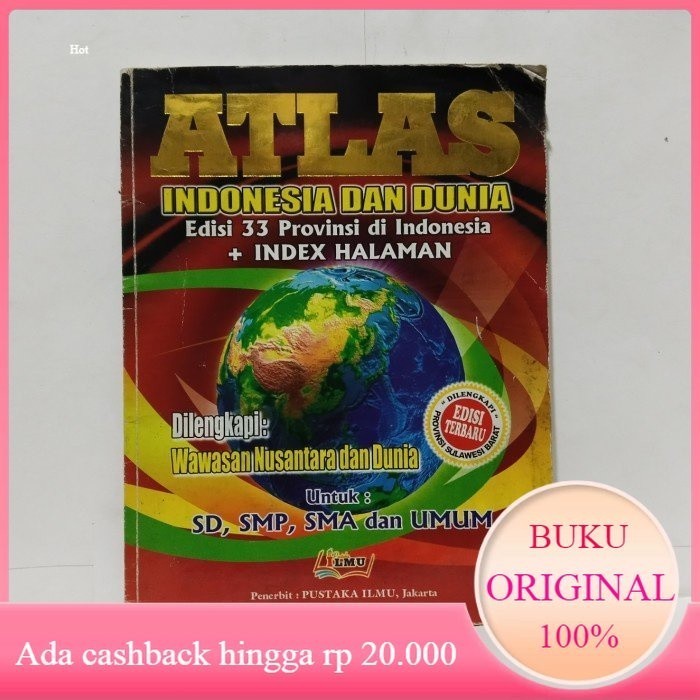 Buku ATLAS INDONESIA DAN DUNIA Untuk SD SMP SMA & UMUM Original Bekas