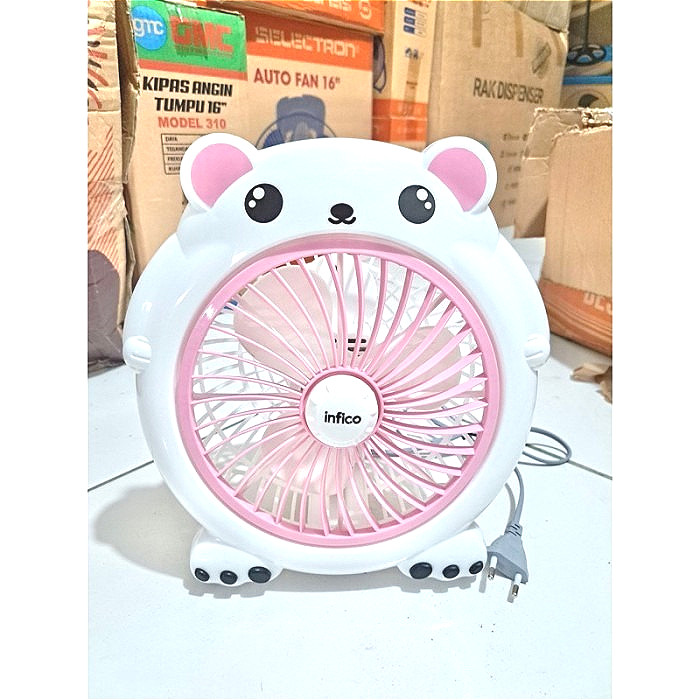 Kipas angin karakter panda pink box fan kipas angin meja
