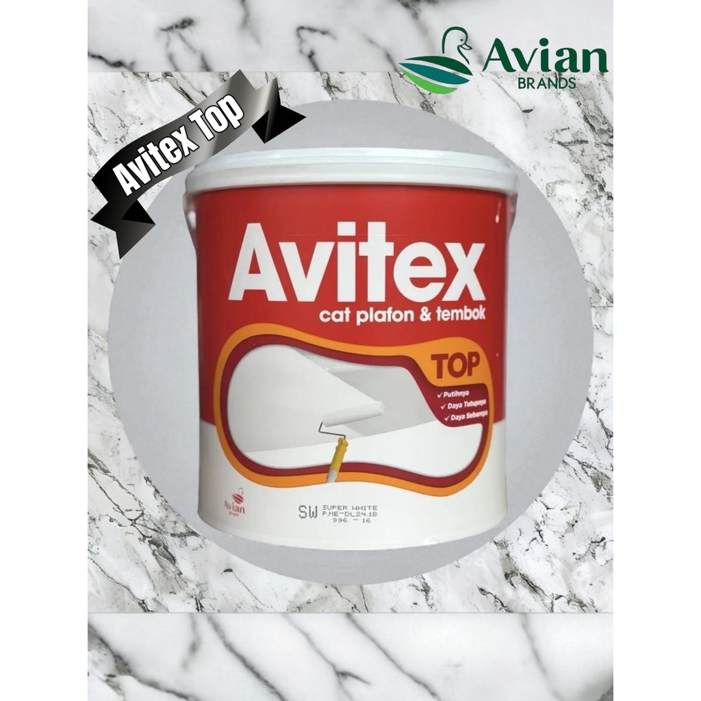 Cat Avitex TOP Cat Tembok Interior Plafon 5KG, Avitex Top Cat Plafon & Cat Tembok 5 Kg