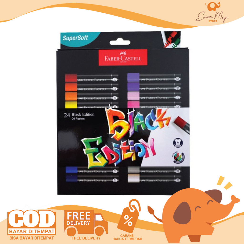 

Faber Oil Pastel 24 Colour Black Edition / Oil Pastel Crayon 24 Colors Krayon Warna