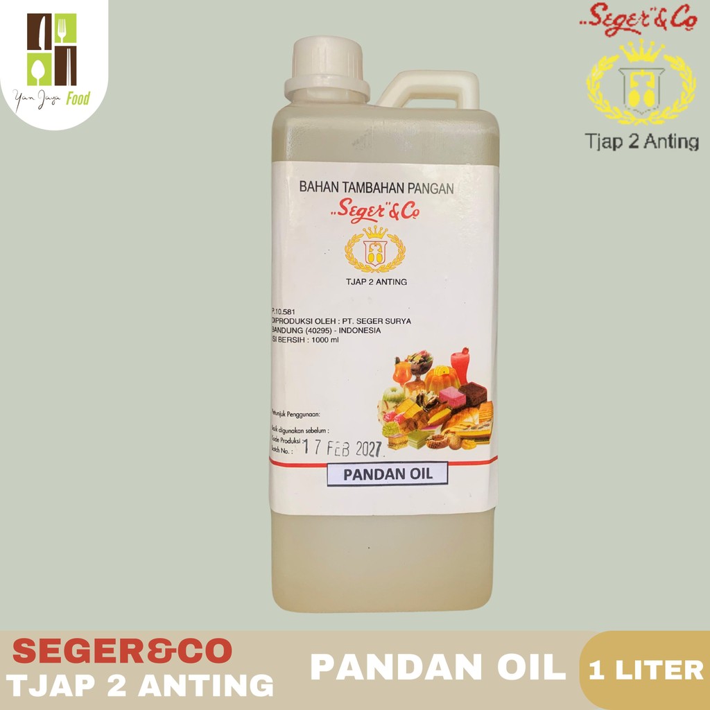 

Seger&Co Pandan Oil 1 Liter / Tjap 2 Anting / Bahan Tambahan Pangan / Pandan Essence / Pandan Cair
