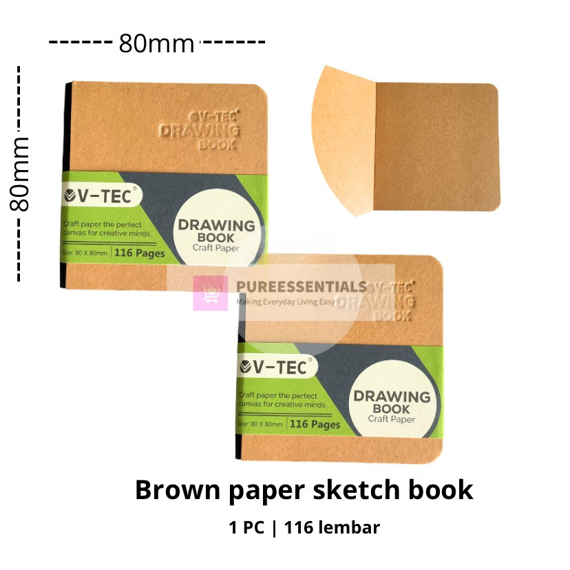 

[1 PC] Buku Gambar Sketsa Craft Mini / Sketch Book Coklat Uk 80mmx80mm Isi 116 Halaman Vtec