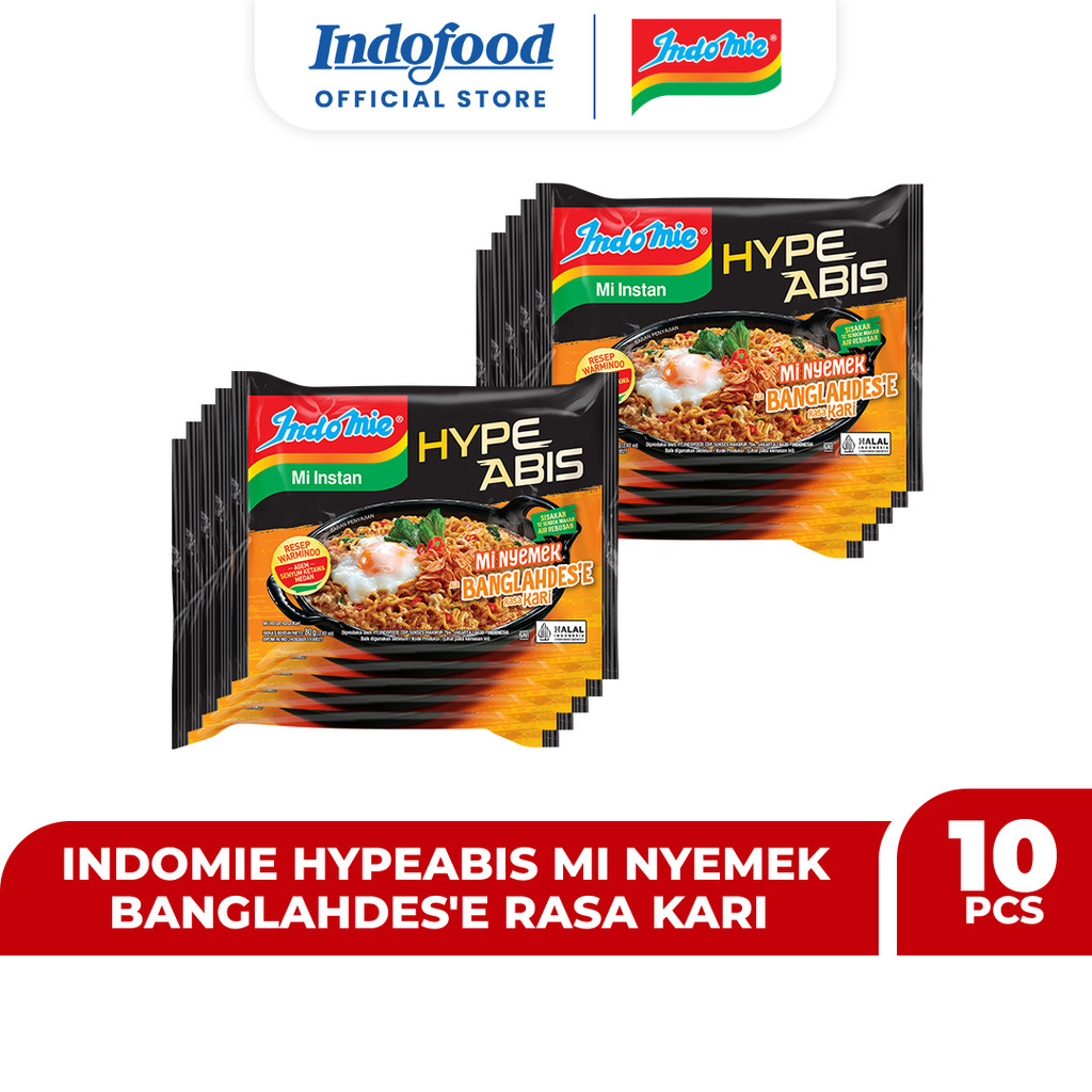 

10 PCS - Indomie Hypeabis Mie Nyemek Banglahdes'e Rasa Kari 80gr