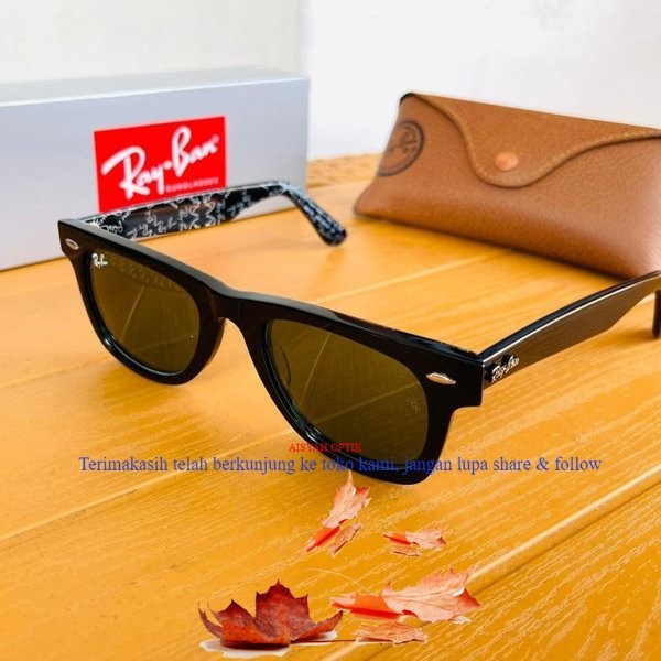 kacamata sunglasses pria wanita rayban wayfarer motif text best clone 1:1