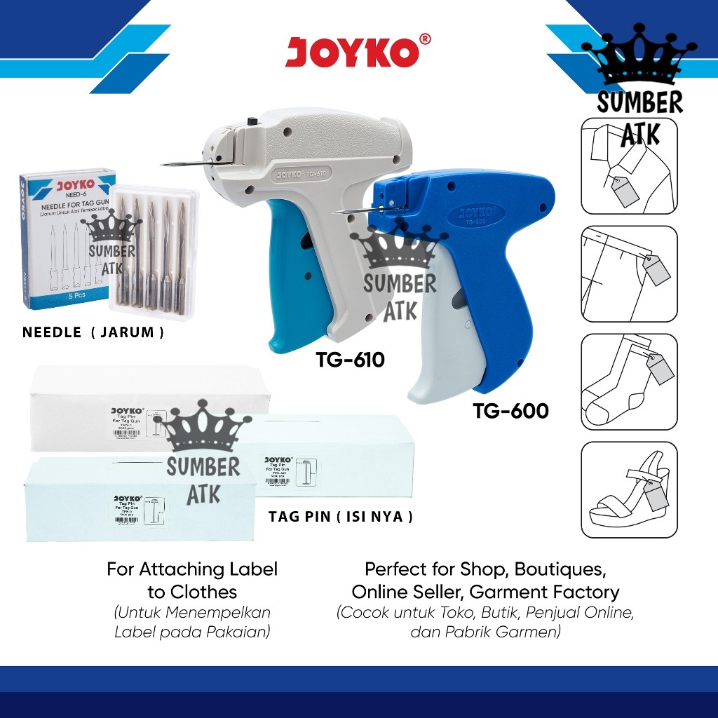 

TERLARIS Tag Gun Alat Tembak Label Joyko TG-600 TG-610 NEED-6 TPN-1 TPN-0 TPN-A00 Jarum dan TAG PIN Label Pakaian