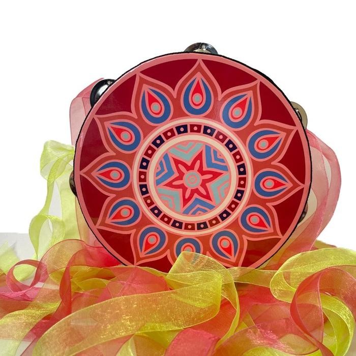 Tamborin Gereja Dengan Rumbai Alat Musik Tamborin 8inch Tamborine Gereja - 2#