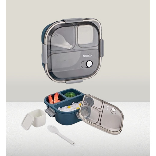 Kotak makan ecentio lunch box 3 grid 1100ml bekal anti tumpah