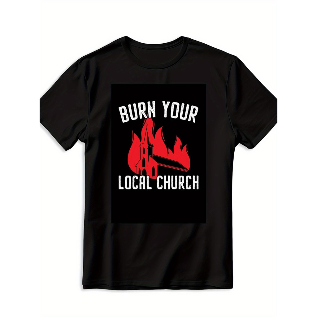 Kaos Pria Distro Streetwear Grafis Api Tulisan Keren Baju Atasan Katun Kasual Lengan Pendek