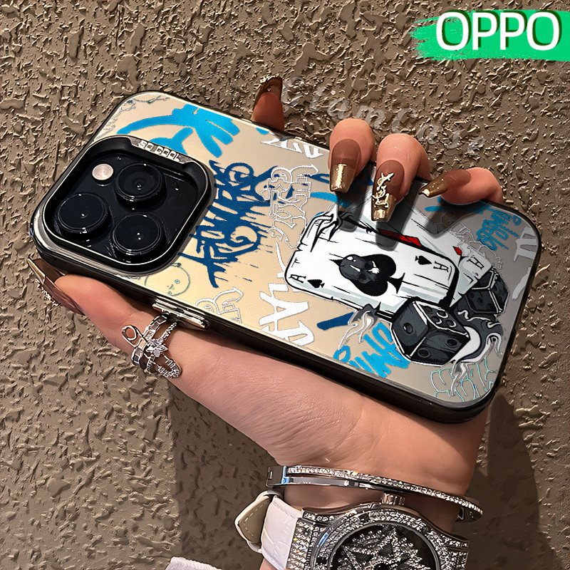 Keren Dice Glossy Hologram PC Case OPPO A18 A57 A16 A15 A17 A60 A3x A3s A5s A54 A53 A12 A31 A58 A1K 