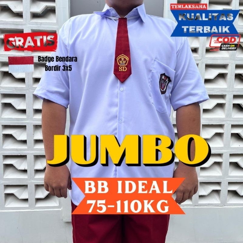 TARIMARSHOP Seragam Sekolah SD JUMBO Baju Seragam SD Bigsize Kemeja Sekolah SD Lengan Pendek