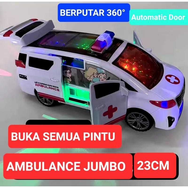NASPROTOPB MAINAN MOBIL AMBULANCE JUMBO BISA BUKA SEMUA PINTU