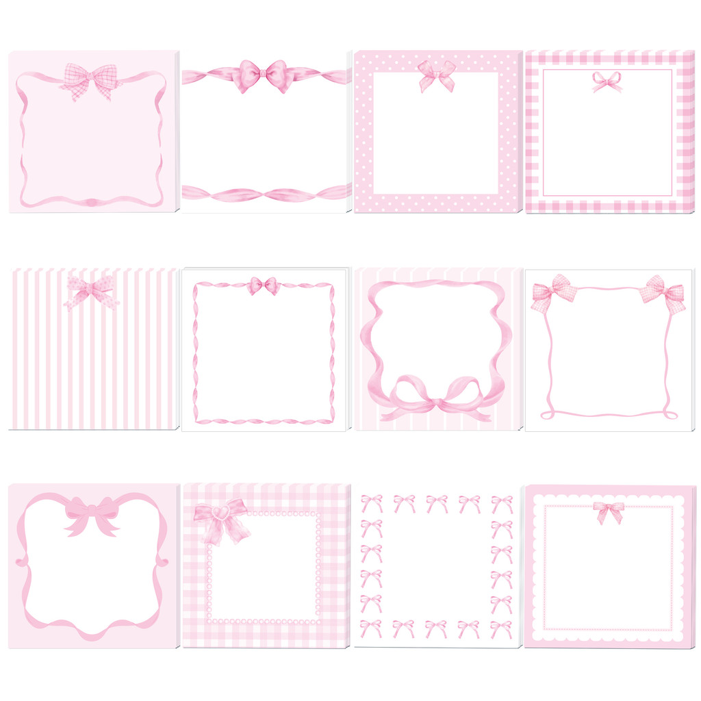 

240 Pages Pink Bow Tie Memo Pads Set Refrigerator Sticky Notes Stationery Label Notepad Bowknot Self-Adhesive Memo Book Supplies