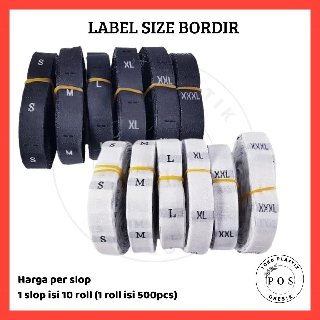

[1 SLOP] 5.000pcs Label Size Bordir Label Size Huruf Ukuran Pakaian Jahit PUTIH HITAM Tag Ukuran Baju Pakaian Konveksi Pita Woven Ukuran S, M, L, XL, XXL, XXXL