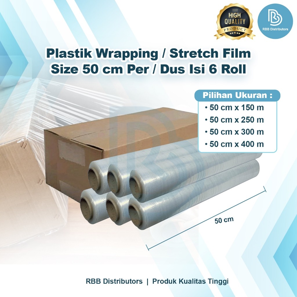 

Plastik Wrapping 1 karton / Wrapping Plastic 1 dus / Wrapping Stretch Film Bening Tebal 50 Cm