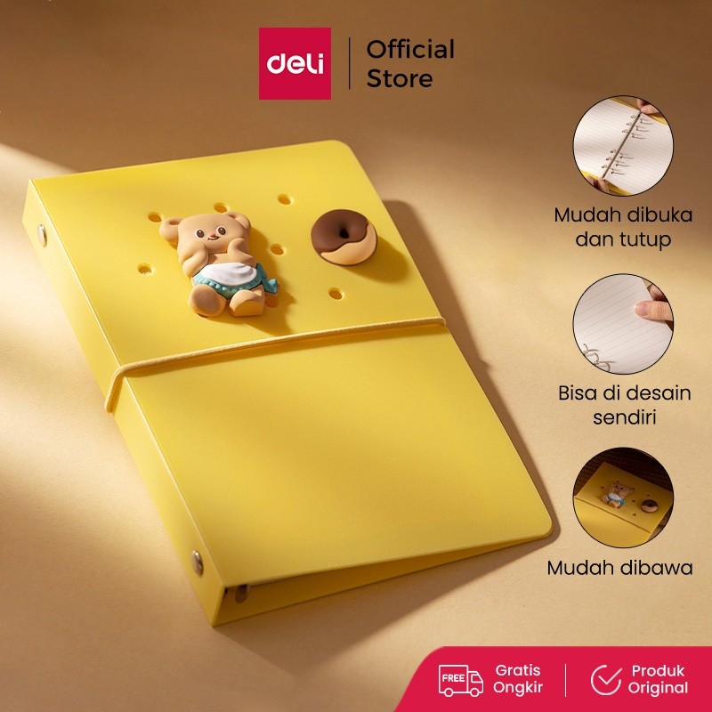 

Deli x Butterbear Loose-Leaf Notebook / Binder Buku Catatan Lucu Dapat di Refill Isi 40 Lembar A6 HY209