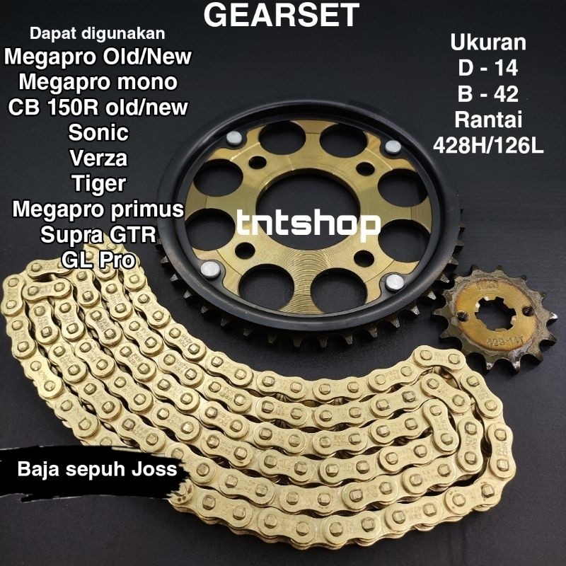 CD34ED Gear Gir set paket Megapro new Sonic cb 150r old cbr 150r old Supra Gtr Tiger Megapro Primus 