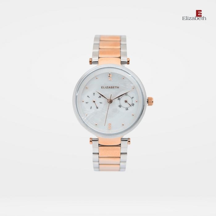 ORIGINAL Jam Tangan Wanita - Elizabeth | Chain Strap 2201-0933 - Silver-Rose